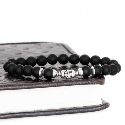 Bracelet homme en argent et perles