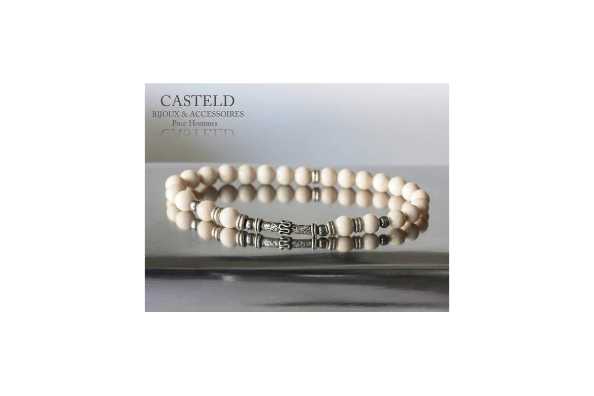 Bijou homme vintage : bracelet homme en perles argent vieilli