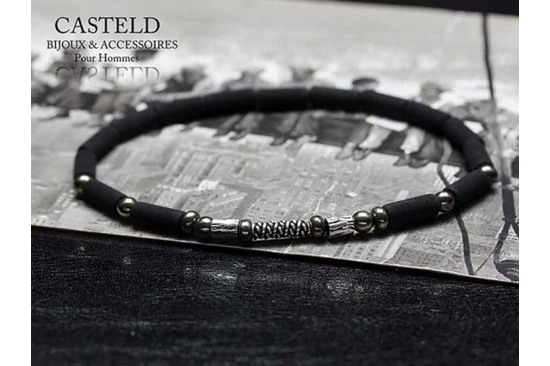 Bracelet homme pierre de lave. Un bracelet fin et vintage pour homme I Casteld