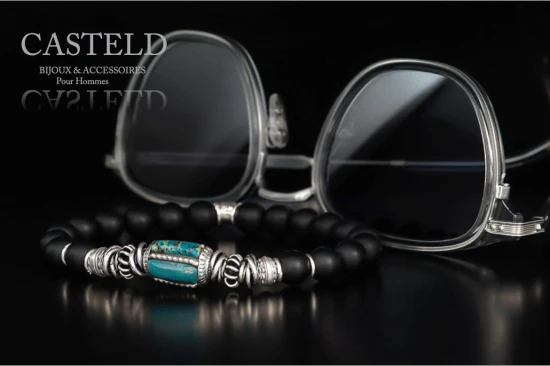 Le bracelet homme turquoise et argent